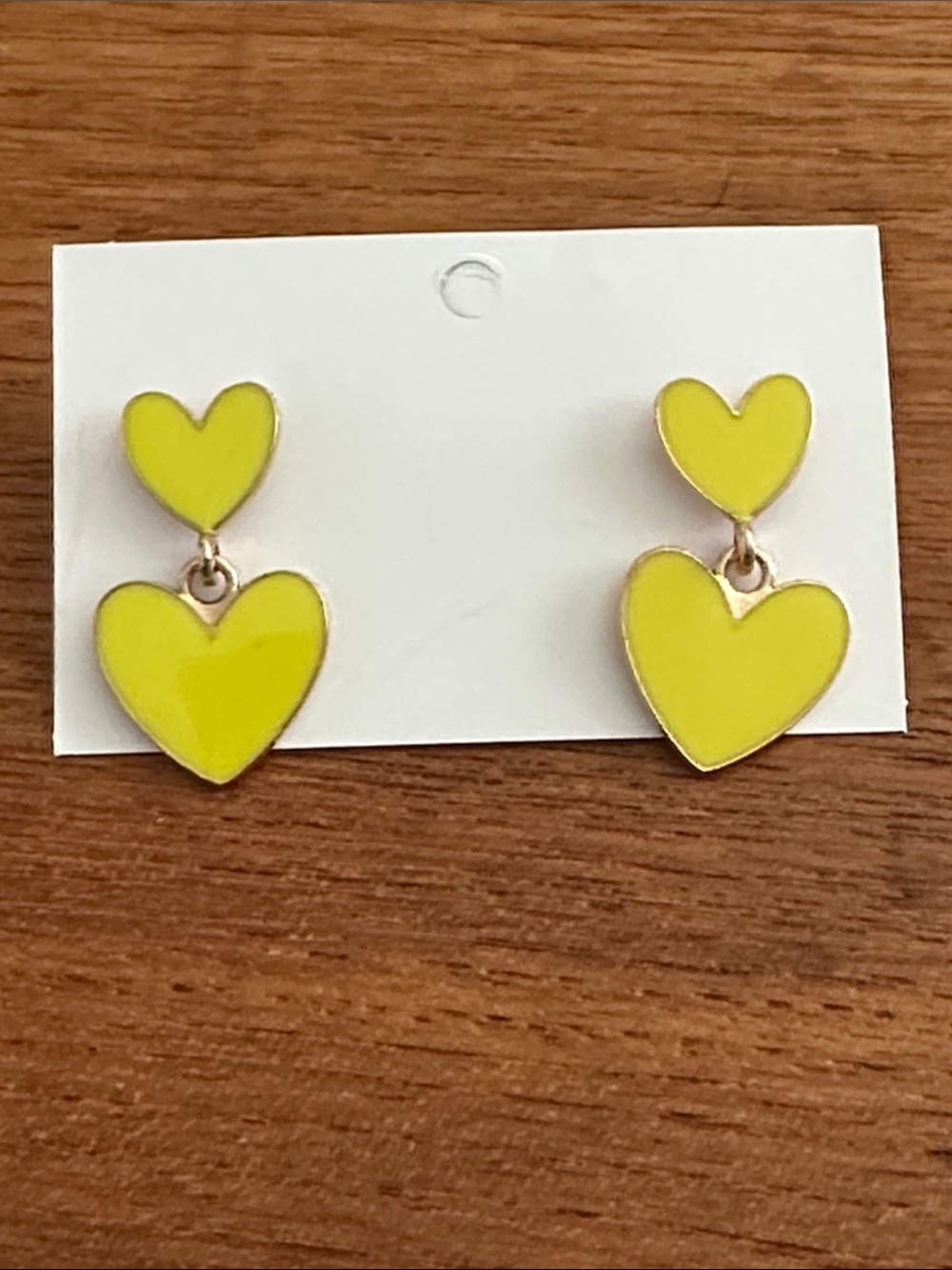 🧡 Yellow Double Heart Drop Earrings for Women 🧡